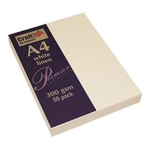 Craft UK 2390 A4 White Recycled Linen Card 300 gsm – 50 Sheets